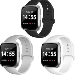 Fitbit Versa 2/3/Sense/Special Edition & Lite Black, White & Grey Athletic Bands